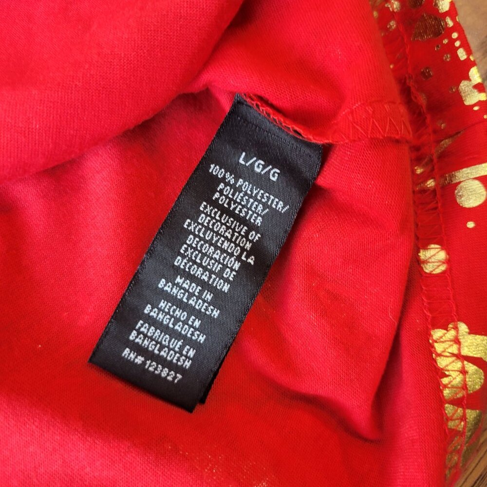 DRILL CLOTHING CO. Red Gold Foil Crown Splatter All-Over Print T-Shirt sz L NWT - Picture 4 of 5